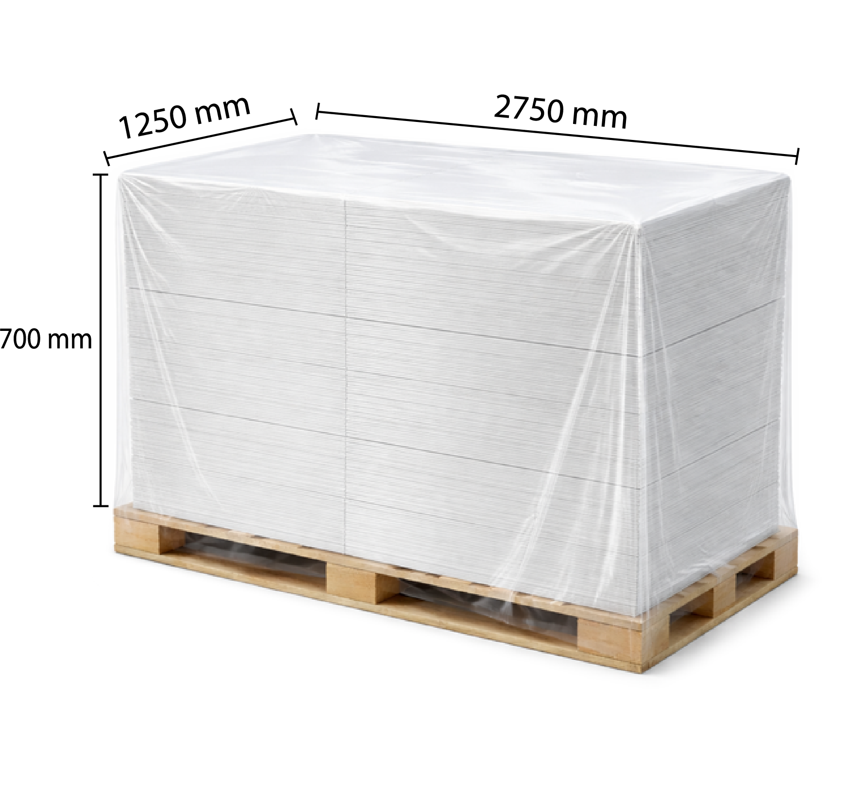 Abdeckhauben - 2750 x 1250 x 700 x 0,100 mm - für Gipskarton-Paletten Abdeckhauben - 2750 x 1250 x 700 x 0,100 mm - für Gipskarton-Paletten