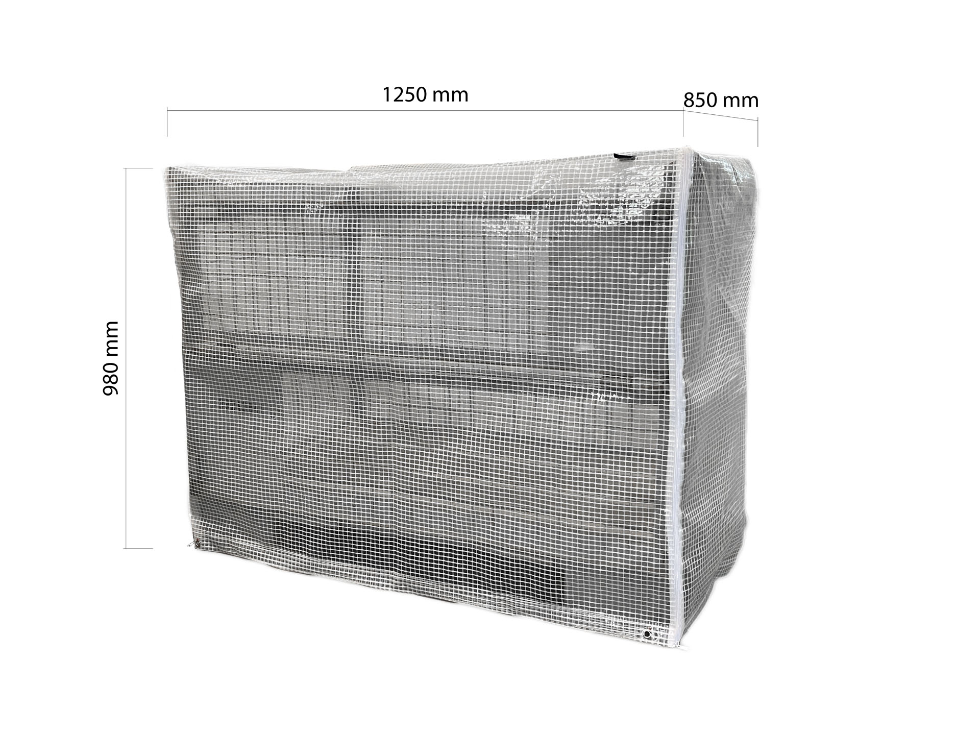 Mehrweg-Abdeckhauben für Gitterboxen mit Reißverschluss - Gitternetzfolie 220 gr./m² - UV-Stabil