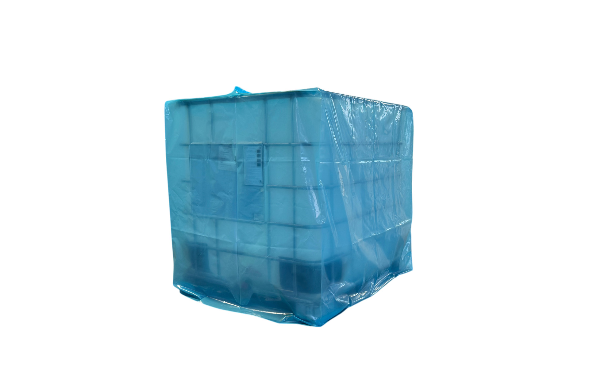 Abdeckhauben/Schutzhüllen für IBC Container blau-transparent 120 x 100 x 100 cm x 0,100 mm